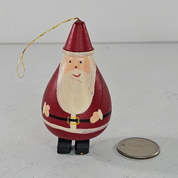 Vintage Handcrafted Wooden Santa Claus Christmas Ornament Christmas Folk Art - Picture 3 of 8